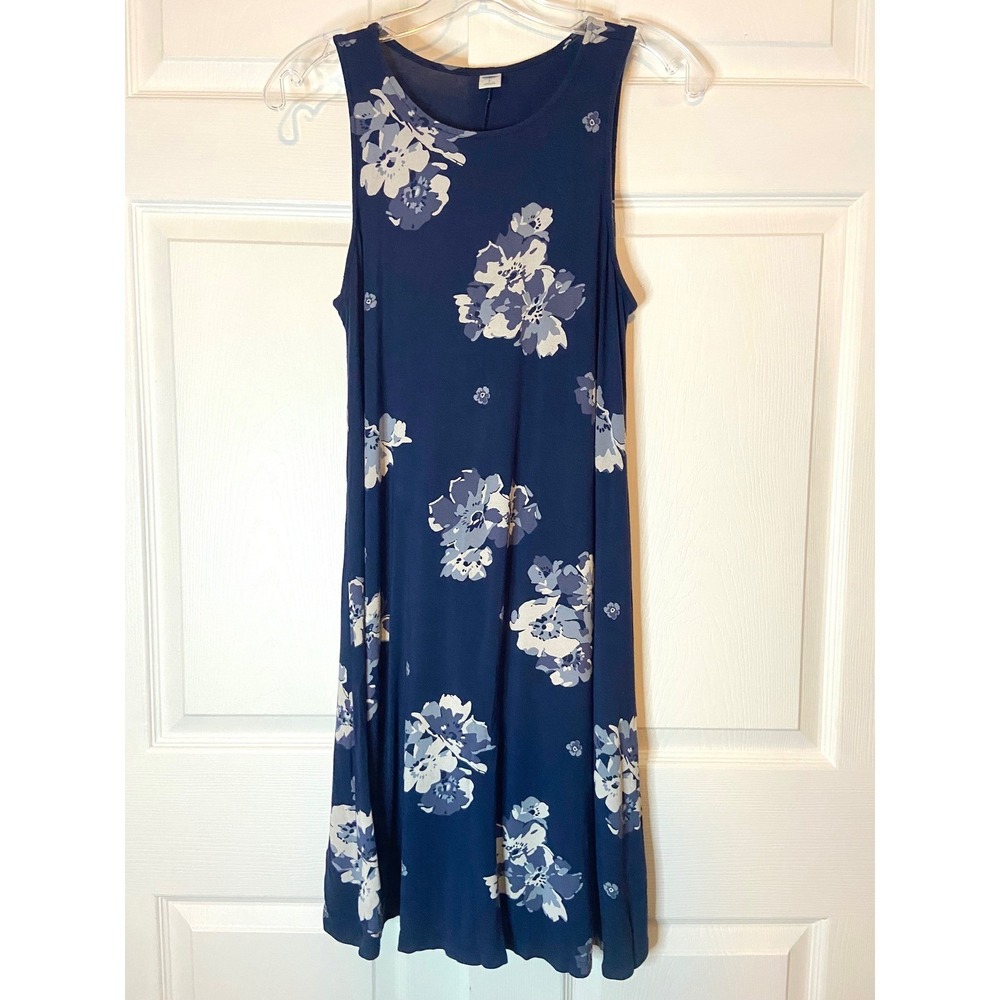 Old Navy Womens Blue Floral Sleeveless Swing Dress Jersey Knit Size S